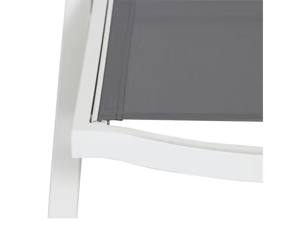 Lot de 2 bain de soleil en acier et toile polyester blanc/taupe "AZALIS" - : L. 188.5 x l. 62 x H. 85.5 cm - Blooma