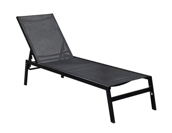 Bain de soleil en acier et polyester noir - L202 x P56 x H33 cm.