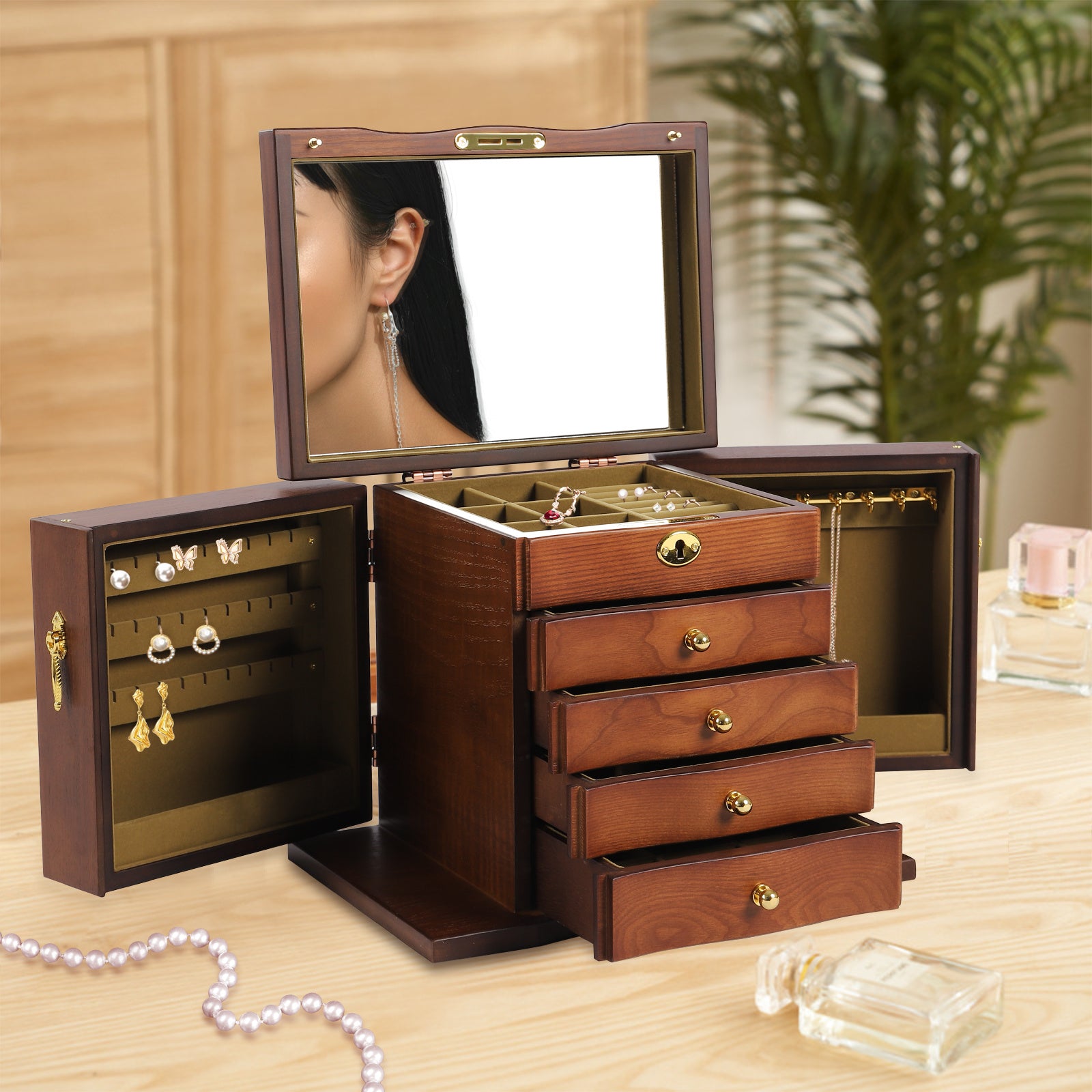 boîte à bijoux en bois massif