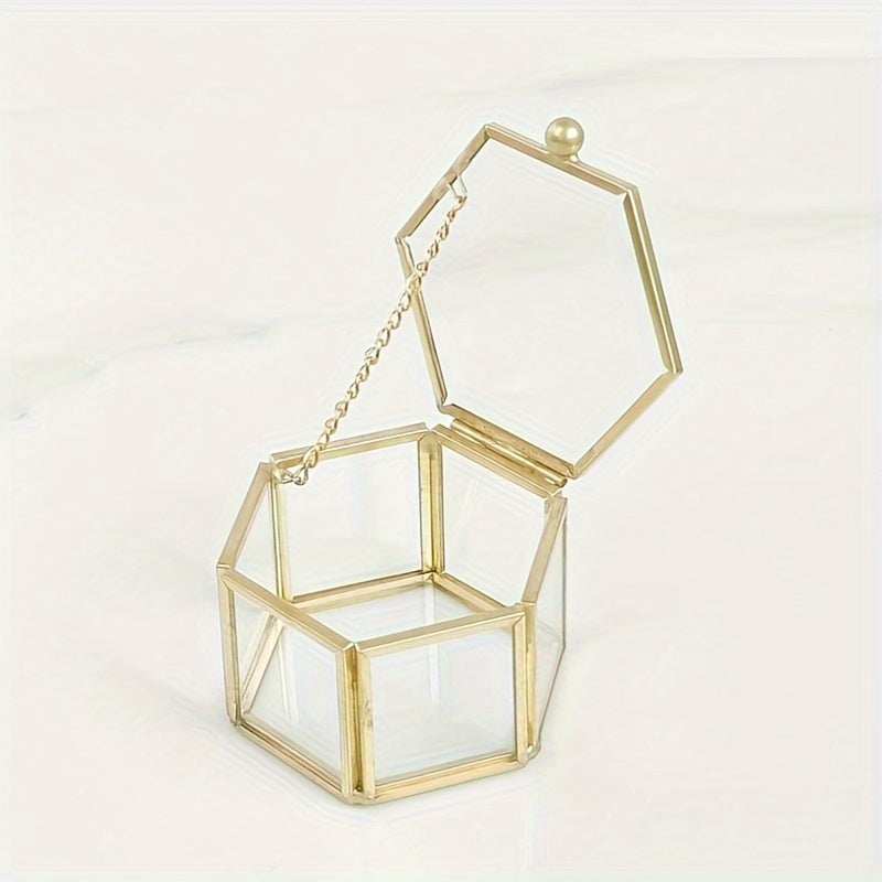 boîte à bijoux en verre et métal doré