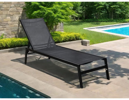 Bain de soleil en acier et polyester noir - L202 x P56 x H33 cm.