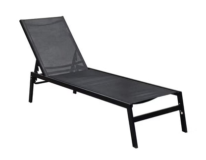 Bain de soleil en acier et polyester noir - L202 x P56 x H33 cm.