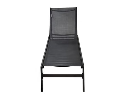 Bain de soleil en acier et polyester noir - L202 x P56 x H33 cm.