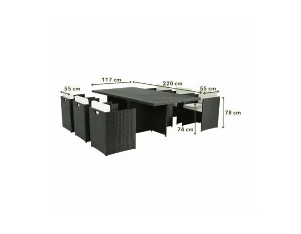Ensemble de jardin pour repas 6 places anthracite "LAVANA"