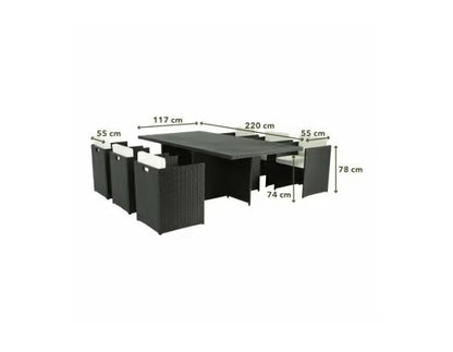 Ensemble de jardin pour repas 6 places anthracite "LAVANA"