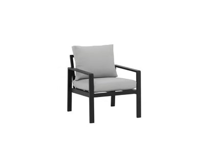 Salon de jardin en aluminium noir et gris avec coussins - 4 personnes