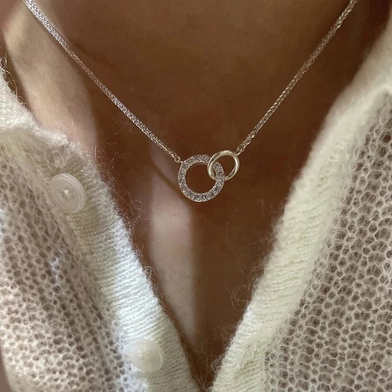 Collier pendentif double cercle