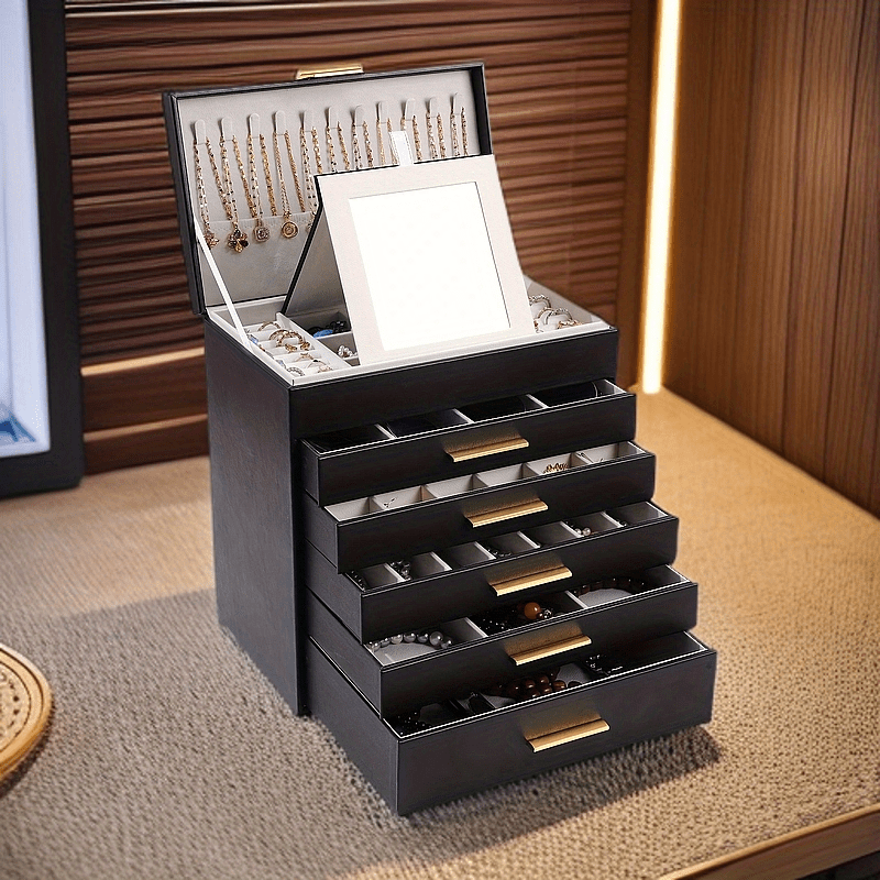 boite a bijoux cuir noir​