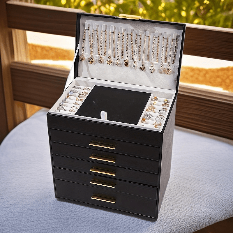 boite a bijoux cuir noir​